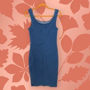 IRIS Denim Sleeveless Knee Length Dress Medium